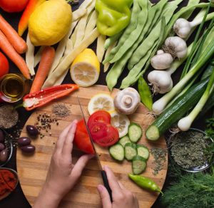 Vegetables being prepared for meal