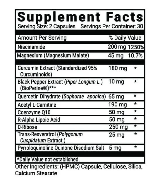 Advanced Mitochondrial Formula supplement-facts